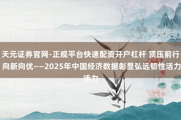 天元证券官网-正规平台快速配资开户杠杆 顶压前行 向新向优——2025年中国经济数据彰显弘远韧性活力