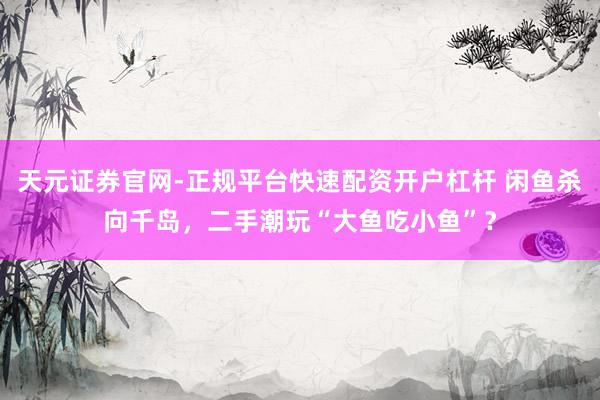 天元证券官网-正规平台快速配资开户杠杆 闲鱼杀向千岛，二手潮玩“大鱼吃小鱼”？