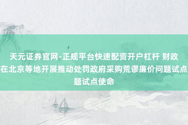 天元证券官网-正规平台快速配资开户杠杆 财政部：在北京等地开展推动处罚政府采购荒谬廉价问题试点使命