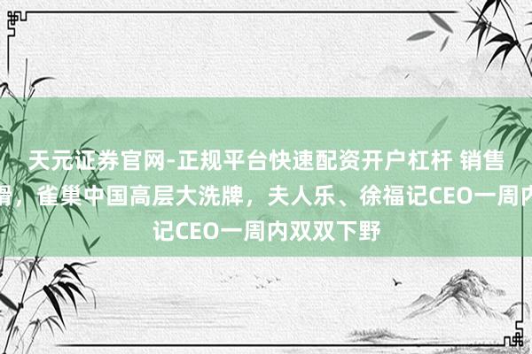 天元证券官网-正规平台快速配资开户杠杆 销售额连年下滑，雀巢中国高层大洗牌，夫人乐、徐福记CEO一周内双双下野