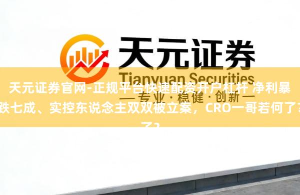 天元证券官网-正规平台快速配资开户杠杆 净利暴跌七成、实控东说念主双双被立案，CRO一哥若何了？