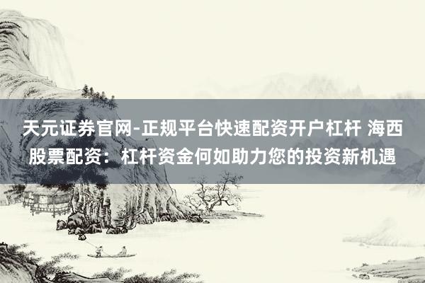 天元证券官网-正规平台快速配资开户杠杆 海西股票配资：杠杆资金何如助力您的投资新机遇
